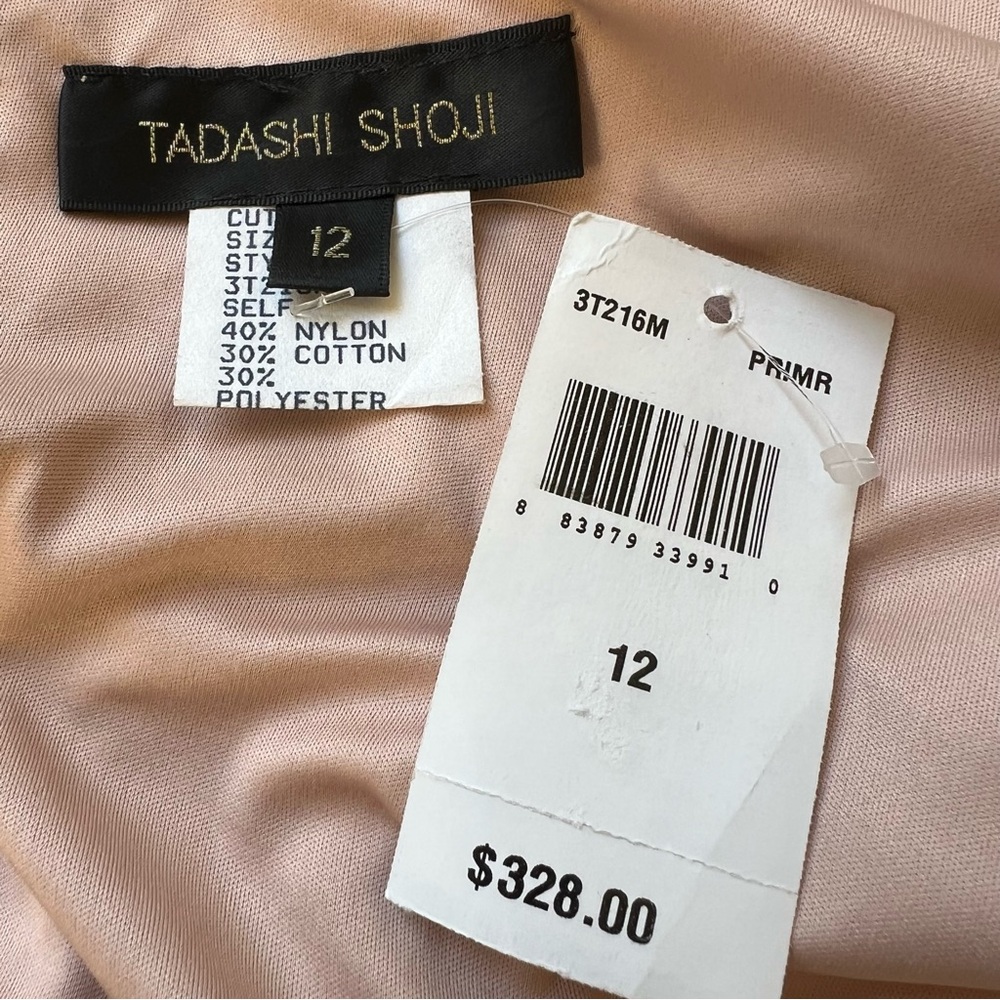 Tadashi Shoji $328 Champagne Sequined One Shoulder Knee Length Dress 12 - Picture 13 of 13